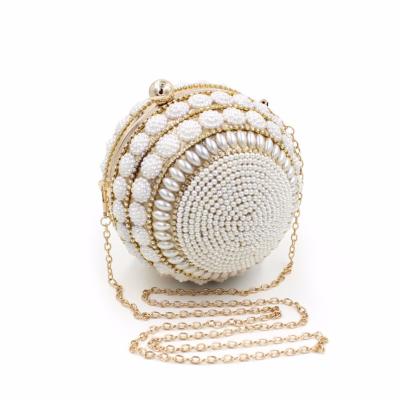 China High Level Wholesale Luxury Pearl Evening Purse Round Fashion Beaded Bag for sale