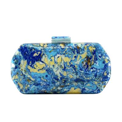 China High Quality Ladies Marble Blue Watercolor Pattern Acrylic Evening Clutches Party Wedding Cross - Body Handbag for sale