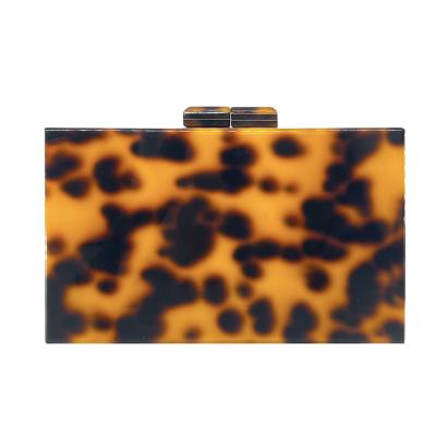 China High Quality Fashionable Leopard Handbag Party Evening Clutches Square Clear Acrylic Clutches and Purse for sale