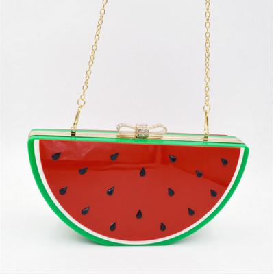 China Creative Equalizing Clutch Watermelon Handbag Fruit Box Clutch Bag for sale