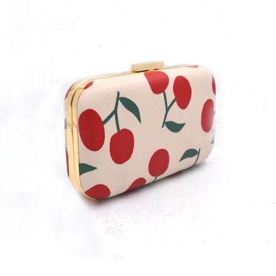 China Whosale Customized Ladies Handbag Purse Bags Cherry Printed Pu Leather Clutch Purses Small Mini Clutch Purses for sale