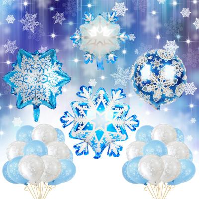 China Advertising Toy Wholesale Globos Happy New Year Mini Design Snow Flake Foil Cheap Balloon For Merry Christmas Party Decorations for sale