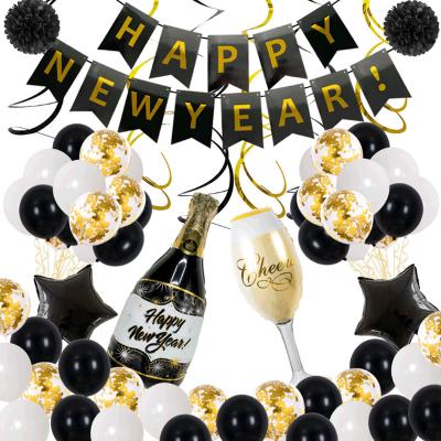 China Promotional Hot Toy/Advertising Toy/Gift Toy 2022 Happy New Year Letter Banner Party Decoration Wine Glass Cheers Balloon for sale