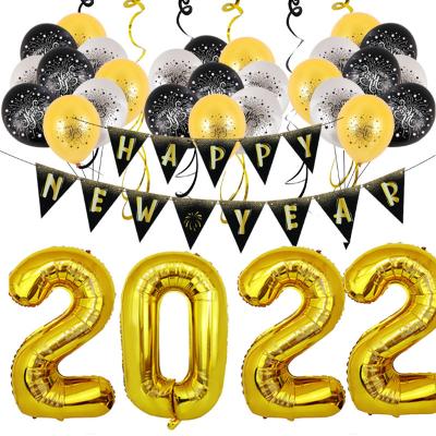 China 2022 Hot Selling Toy Hot Selling 2022 Foil Balloon Latex Balloon Toy/Advertising Gift Set Party Decoration Happy New Year Letter Pennant for sale