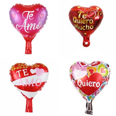 China Gift Toy Wholesale Cheap Price Mini Size Happy Birthday Globos Spanish Heart 10inch Foil Balloon for sale