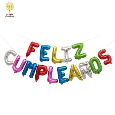 China 2020 Advertising New Arrivals 16inch Spanish Language Foil Helium Happy Birthday Balloon For Birthday Party Decoration for sale