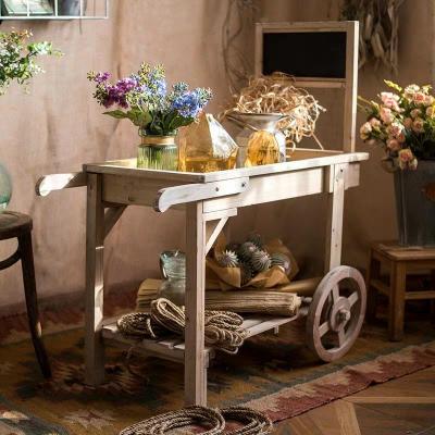 China American Antique Wooden Yard Display Decoration Florist Rack Float Style Retro Float Style Flower Cart for sale