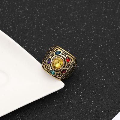 China Bronze Finger Ring For Women Men Fake Stone Thanos Infinity War Ring Vintage Movie Vintage 8 9 10 11 12 for sale