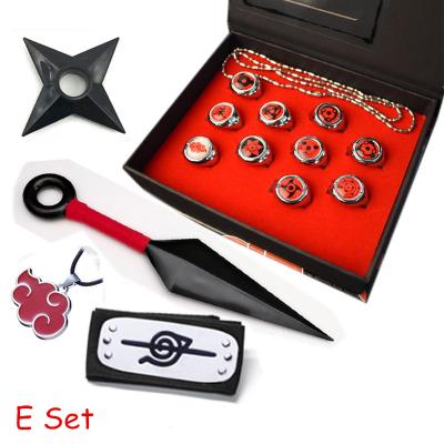 China Ring 10pcs/set Akatsuki Itachi Uzumaki Ring Adjustable Vintage Anime Cosplay Jewelry Accessories Set for sale