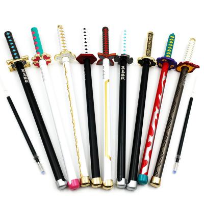 China Retro Style Demon Slayer Kimetsu No Sword Samurai Katana Model Signature Yaiba Kamado Metal Gel Pen 8 Inch Simulation Weapon for sale