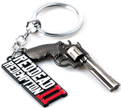 China Red Dead Redemption 2 Game Style Retro Gun Weapon Key Chain Zinc Alloy Key Chain Bag Pendant Jewelry Gift for sale