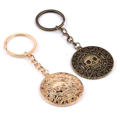 China Key Chain Caribbean Vintage Retro Style Pirates Coins Pendant Key Chains Key Ring For Women &Men Bag Accessories Gift for sale