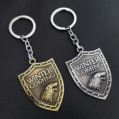 China Master Chain Chamber Gift Hard Wolf Head Badge Wolf Head Key Chains Keyring Souvenir Props Pendant Movie Season 8 Thrones Ice and Fire for sale