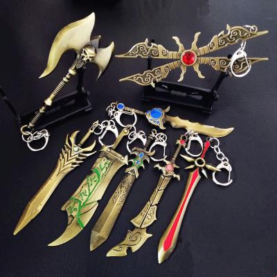 China Key Chain Metal Sword Weapon Vintage Key Chain Lol Style Retro Pendant Key Rings Holder Key Model For Fan Gifts 12cm for sale