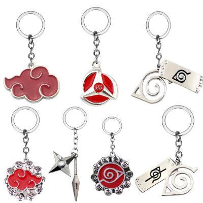 China Hot Selling Konoha Symbol Anime Retro Style Shuriken Key Chain Metal Alloy Pendant Sword Shaped Fashion Key Chain Holder For Pan Gifts for sale