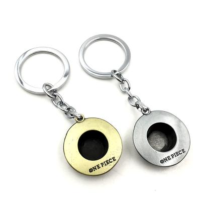 China Metal Anime Key Chain ONE PIECE Hat Key Chain Pendant Antique Bronze Silver Option 2 Colors for sale