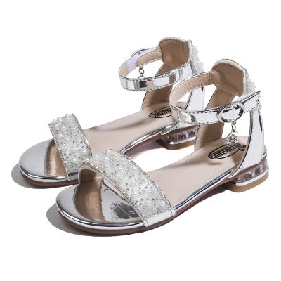 China Girls Breathable Open Toe Sandals Summer New Fashion Crystal Glitter Anti Slip Princess Shoes for sale