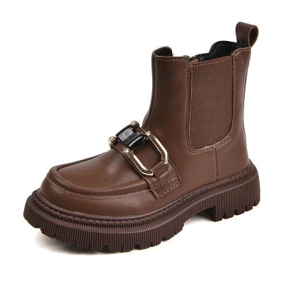 China Factory Supply Fashion Children's PU Leather Shoes Breathable Unique Rubber Unique Breathable Boots With Button for sale