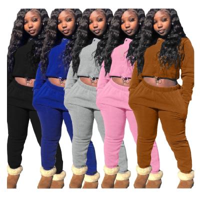 China Casual Anti-pilling Women 2 Piece Set Pullover Sport Solid Color Jogging Sweatsuit Tracksuit For Women for sale