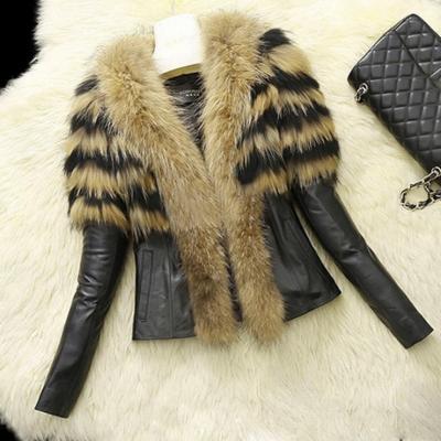 China New Anti-wrinkle Winter Faux Leather Jacket Women Ladies Sheepskin Blow Color Fashion Faux Fur Coat for sale