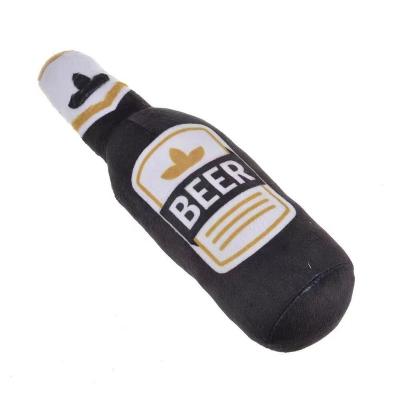 China Factory Wholesale Price Viable Pet Toys Soft Plush Beer Bottle Shape Squeaky Dog Toy for sale