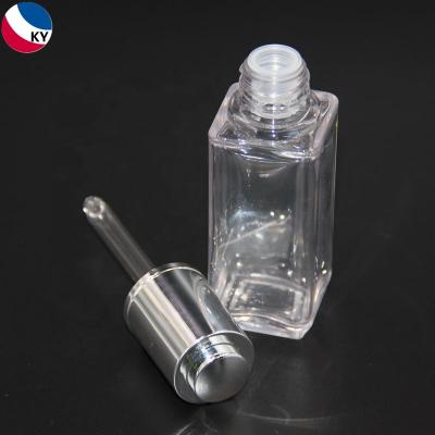 China Thick Wall And Bottom Square Plastic Petg Pet Bottles With Push Dropper For Cosmetic Use for sale