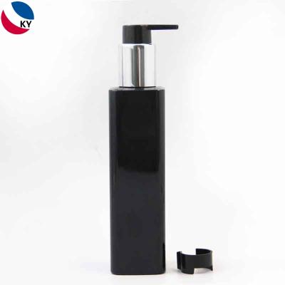 China Small Personal Care Containers Fit Black 200ML 100Ml Spray Bottle Square Black Plastic Flat Pet Bottles With Pump Spray for sale