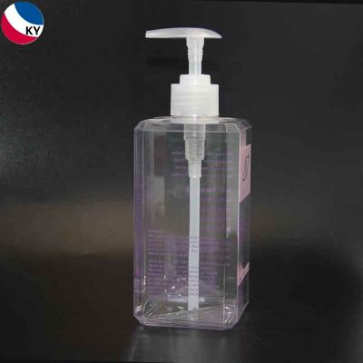 China Personal Care 500Ml Clear Pet Liquid Soap Plastic Bottle With Pump Flat Rectangle Shape for sale