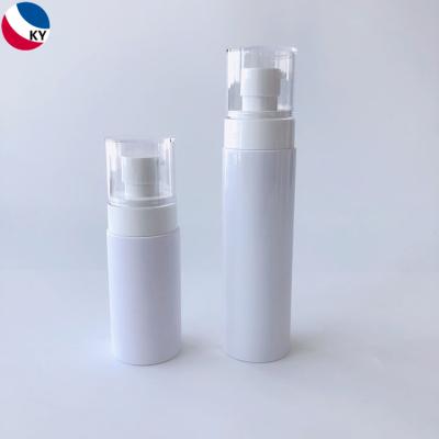 China 100ml 150ml PET White Plastic Pump Bottle Cosmetic Plastic Lotion Bottle Packaging With Pump for sale