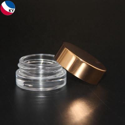 China Round Skin Care Cream 3 Gram 5G 7G 10ml PS Empty Cream Rose Gold Clear Lid Glass Jars for sale