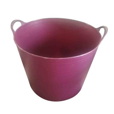 China Householding On Sales PE Flexible Rubber Plastic Garden Bucket Storage Basket With Handles for sale