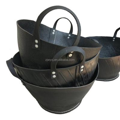 China Unbreakable Recycle Rubber Bucket Tire Garden Firewood Basket 50*30cm for sale