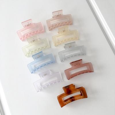 China New Jelly Color Women Hair Plastic Square Hair Claw Clips Transparent Female Grab Clip for sale