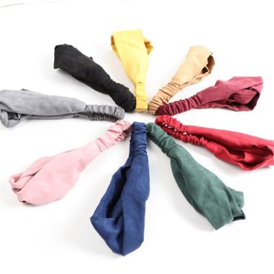 China Popular Solid Headbands For Women Knotted Headbands Cross Elastic Hair Band Twisted Head Wraps For Women Vintage Headband for sale