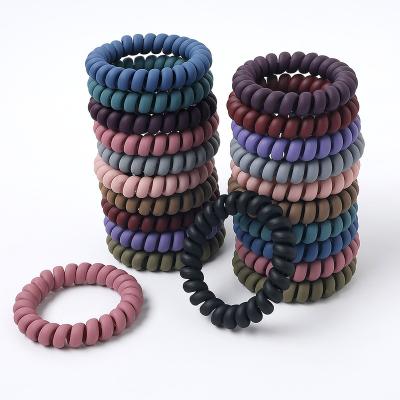 China Fashion matte elastic hair ties plastics telephone line hair tie cord telephone wiring hair accessories for women for sale