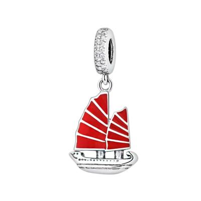 China Factory direct sale 925 Sterling Silver Bracelet Charming Sailboat CLASSIC pendant for bracelet making for sale