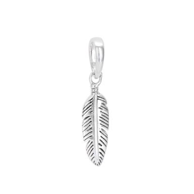 China Feather Boutique High Quality Jewelry 925 Sterling Silver Feather Pendant Bracelet DIY Jewelry Production for sale