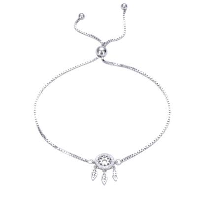 China Wholesale Romantic 925 Sterling Silver Charm Jewelry Bracelet, 925 Sterling Silver Adjustable Zirconia Cuff Bracelet for sale