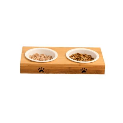 China 2021 Hot Selling Wooden Dog Bowl Pet Bowl Ceramic Pet Food Holder Amazon Cat Cat Feeder Pet Bowl for sale