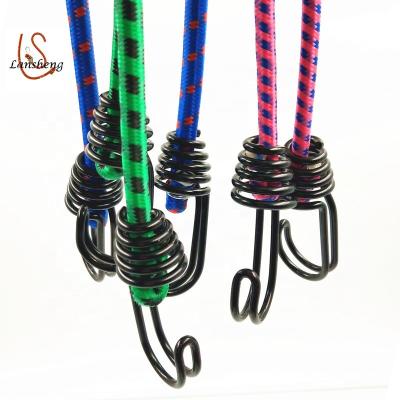 China Exterior is PP; inside is rubber or wholesale high quality latex 6-12 mm diameter colored elastic pp rubber bungee cords with heavy duty hook for sale