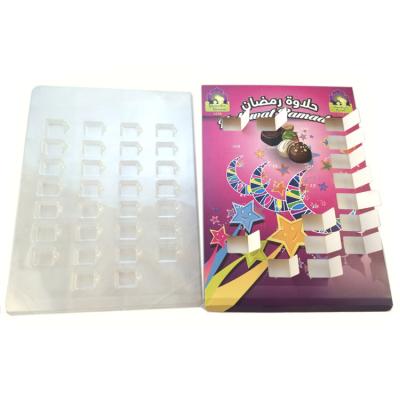 China Recyclable Custom Printed Chocolate Ramadan Advent Calendar Christmas With Plastic Tray for sale