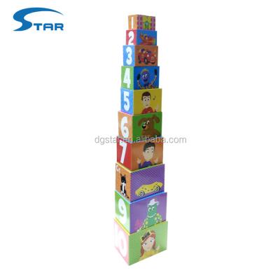 China Toy Preschool Educational Toys 10 Pieces Colorful Cardboard Stacking Blocks For Kids for sale