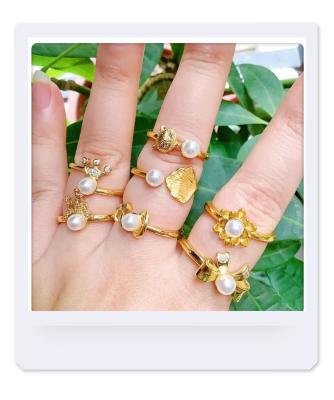 China 2021 New FASHION Girls' Top Selling Ring with Pearl Jewelry Inlaid Crown Pearl Ring for sale