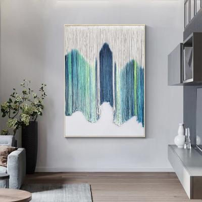 China Art Decor JZ Morden Entryway Cotton Yarn Decoration Mixed Media Art Wall Art Abstract 3D Handmade Painting for sale