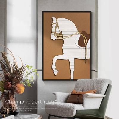 China JZ Hall Abstract Animal Artwork 3D Horse Handmade Painting Living Room Decorative Abstract Art Wall Painting Mixed Media for sale