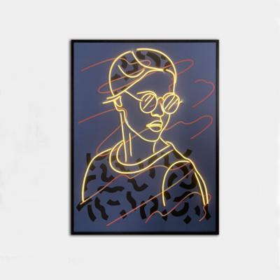 China Wall Decor JZ Home Decor Minimalist Led Wall Decorative Artwork Illuminated Figure And Portrait Acrylic Painting With Led Light for sale