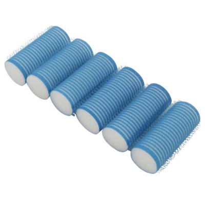 China 6pk Curly Hair Hair Styling 25mm Royal Blue Classic Sleep To Foam Self Adhesive Hair Rollers for sale