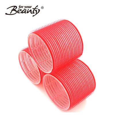 China DIY Hair Self-grip Red Jumbo Plastic Hair Curling Rollers Stying for sale