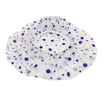 China Pretty Viable Reusable Dot Printing Waterproof Custom Shower Hat for sale