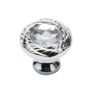 China Crystal Knob Plastic Furniture Decorative Handle Modern Transparent Acrylic Single Drawer Hole Pull for sale